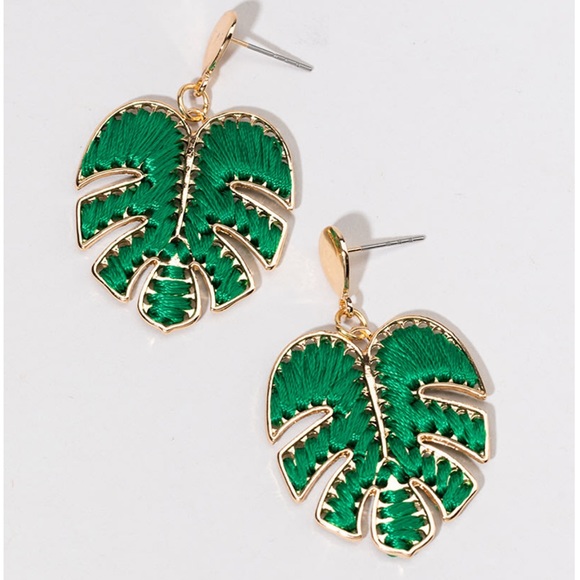 Rayne Thread Wrapped Leaf Earrings - Picture 2 of 5